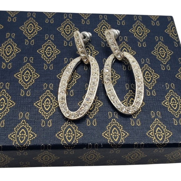 Monet Jewelry - Monet Silver Tone Rhinestone Earrings Stud Elegant Bling Wedding